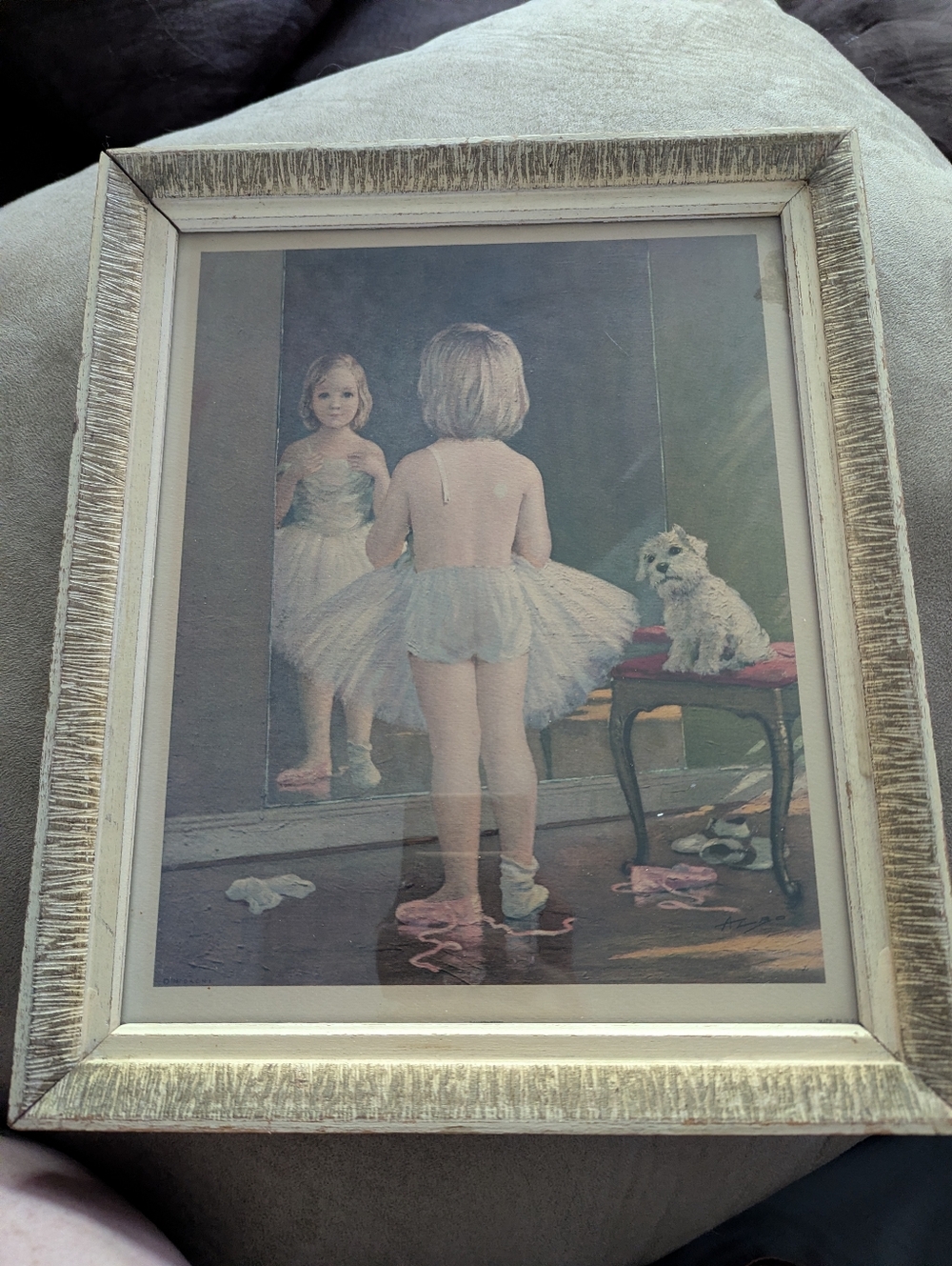 Cottagecore Nursery Framed Ballerina Girl Print Dog Mirror Nursery Wall Art
